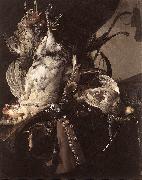 Willem van Still-Life of Dead Birds and Hunting Weapons oil on canvas